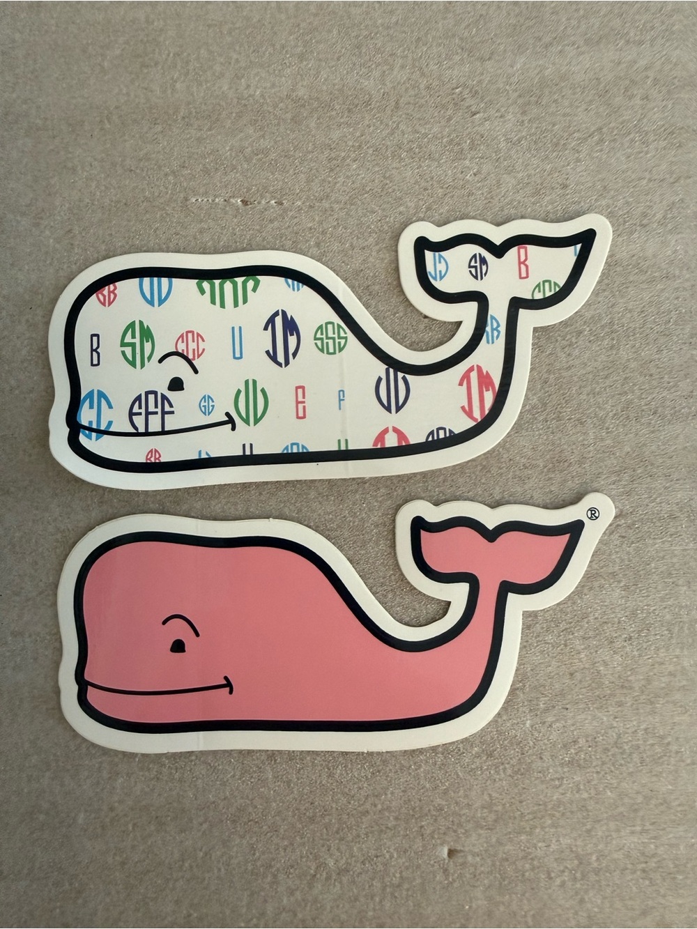 Vineyard Vines Exclusive Monogram Whale Sticker & Pink Whale Sticker